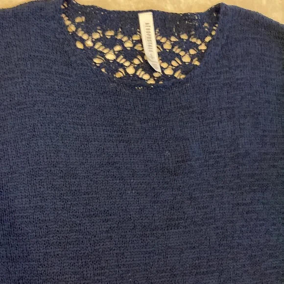 AéRopostale Navy Blue lightweight, crocheted sweater - Picture 2 of 6